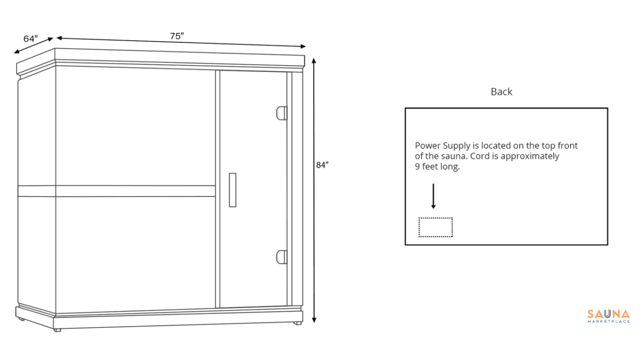 Finnmark FD-5 Trinity XL Detailed Drawings Combination Hybrid Sauna with Finnish and Infrared Heater and Red Light Therapy